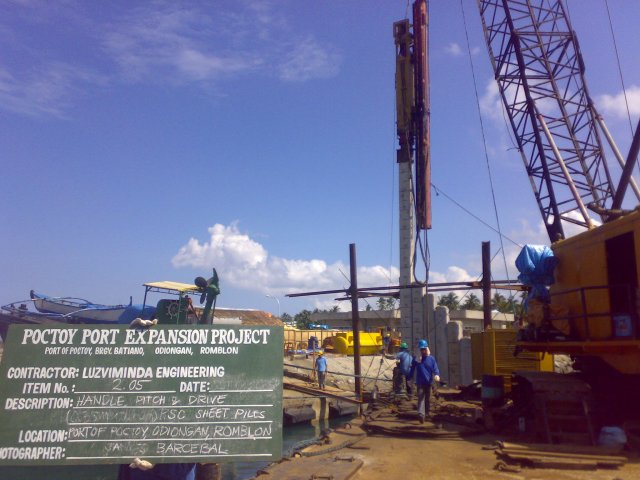 PSC Pile Driving using Hydraulic Impact Hammer on Barge Crane